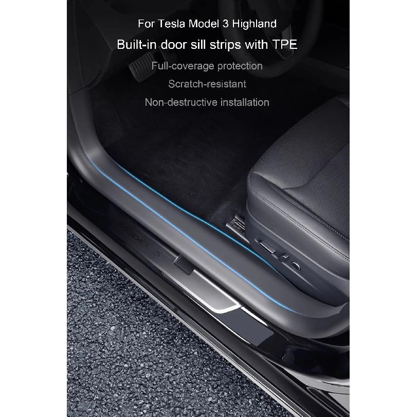 For Tesla Model 3 Highland 2024 Door Sill Strip Guard Car Front Rear Door Threshold Protector Waterproof And Anti-fouling Pads