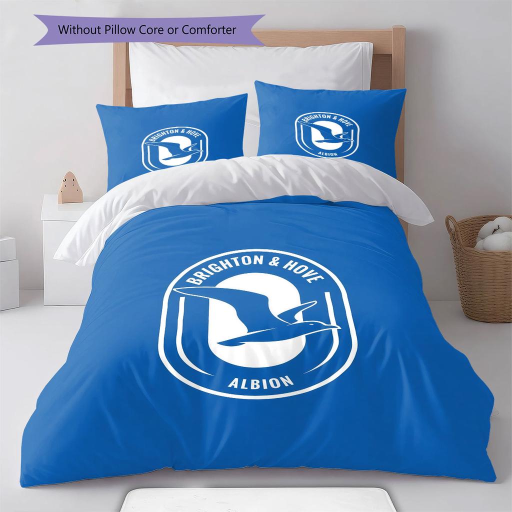 Σετ Κλινοσκεπασμάτων Μοτίβο Brighton & Hove Albion, Σετ Παπλώματος Κάλυμμα Παπλώματος Μαξιλαροθήκη Οικιακό Δώρο Γενεθλίων(1 * παπλωματοθήκη + 2 * μαξιλαροθήκη, χωρίς πυρήνα)