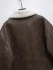 Women's Winter Shearling Suede Double-Sided Jacket with Turn-Down Collar