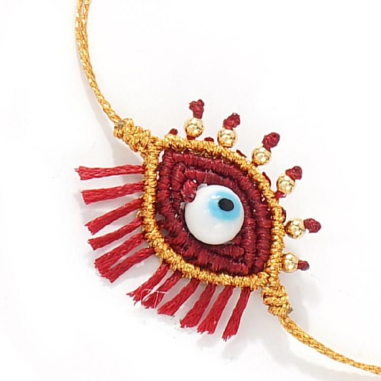 Artistic Glass Bead Eye Charm Bracelet Adjustable Length for Women Men Daily Wear Jewelry Handmade Wrist Accessories