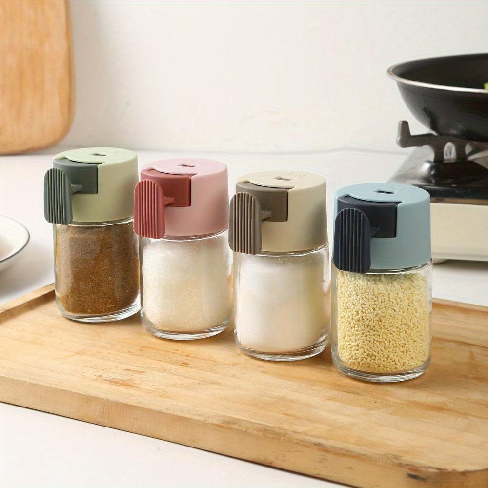 4pcs Press Type Measuring Seasoning Bottle Salt Tank 0.5g Transparent Precise Spice Dispenser Refillable Food Grade Salt Control Containers