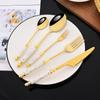 Set Veselă 30 Bucăți Mânere Creative Imitație Ceramică Tacâmuri Aurii Albe Veselă din Oțel Inoxidabil Cuțite Furculițe Linguri Tacâmuri