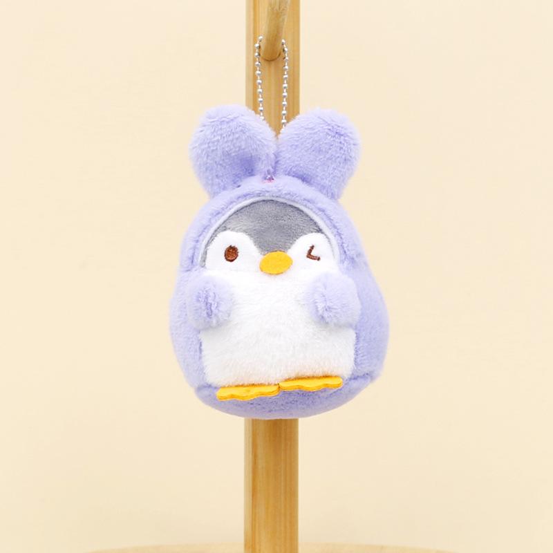 

Charming Stuffed Keychain Animal Fluffy Penguin Bunny 11cm Pink Purple Green Purple Penguin Rabbit