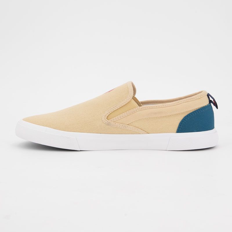 Baskets à enfiler tissu uni semelle blanche Homme US POLO