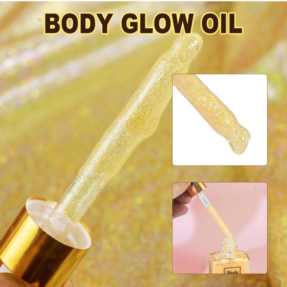 SAM SUGAR Olio Scintillante per il Corpo Illuminante Liquido Illuminante Viso e Corpo Glow da Spiaggia Glitter Fini Luminizzante Idratante Trucco per Donne