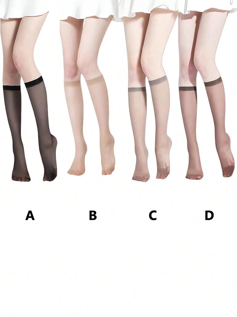 5/6 Pairs Women Ultra-thin Stockings Transparent Elasticity Ladies Knee Socks Summer Long Socks for Girls Stocking