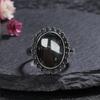 CopperRing for Women 8*10mm Oval Round Natural Black Agate Ring Gift Sun Shaped Retro Luxury Fine Jewelry