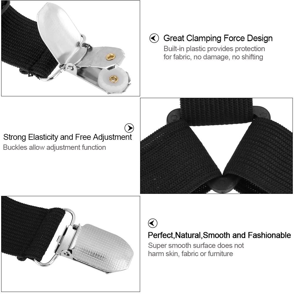 4pcs Adjustable Triangle Bed Mattress Sheet Holder Straps Clips Grippers Fasteners (Black)