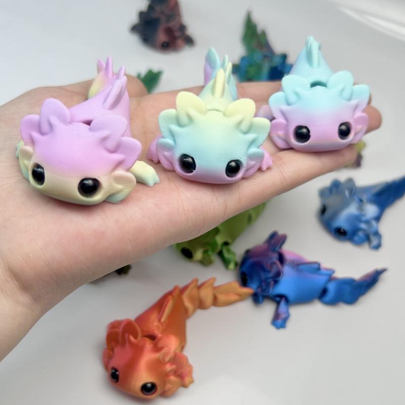 10 Stück 3D-gedruckte bewegliche Figur, 6 cm niedliches Tier-Spielzeug, zufällige Farbe mit schwarzen Augen zur Dekoration