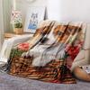 Flower Basket Dogs  Print Flannel Blanket, High quality Comfortable for All Seasons, Home Decor, Warmth and Comfort