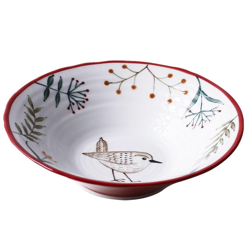 8 Inch Ceramic Bowl Arm Hand Painted Painted Forest Animal Design Anti Hot Foam Bowls Japanese Retro Creative Family Tables | Bowls