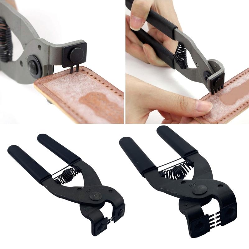 Heavy Duty Leather Hole Puncher Pliers 2 Prongs/4 Prongs Carbon Steel Leather Craft Punching Tool for Leatherworking