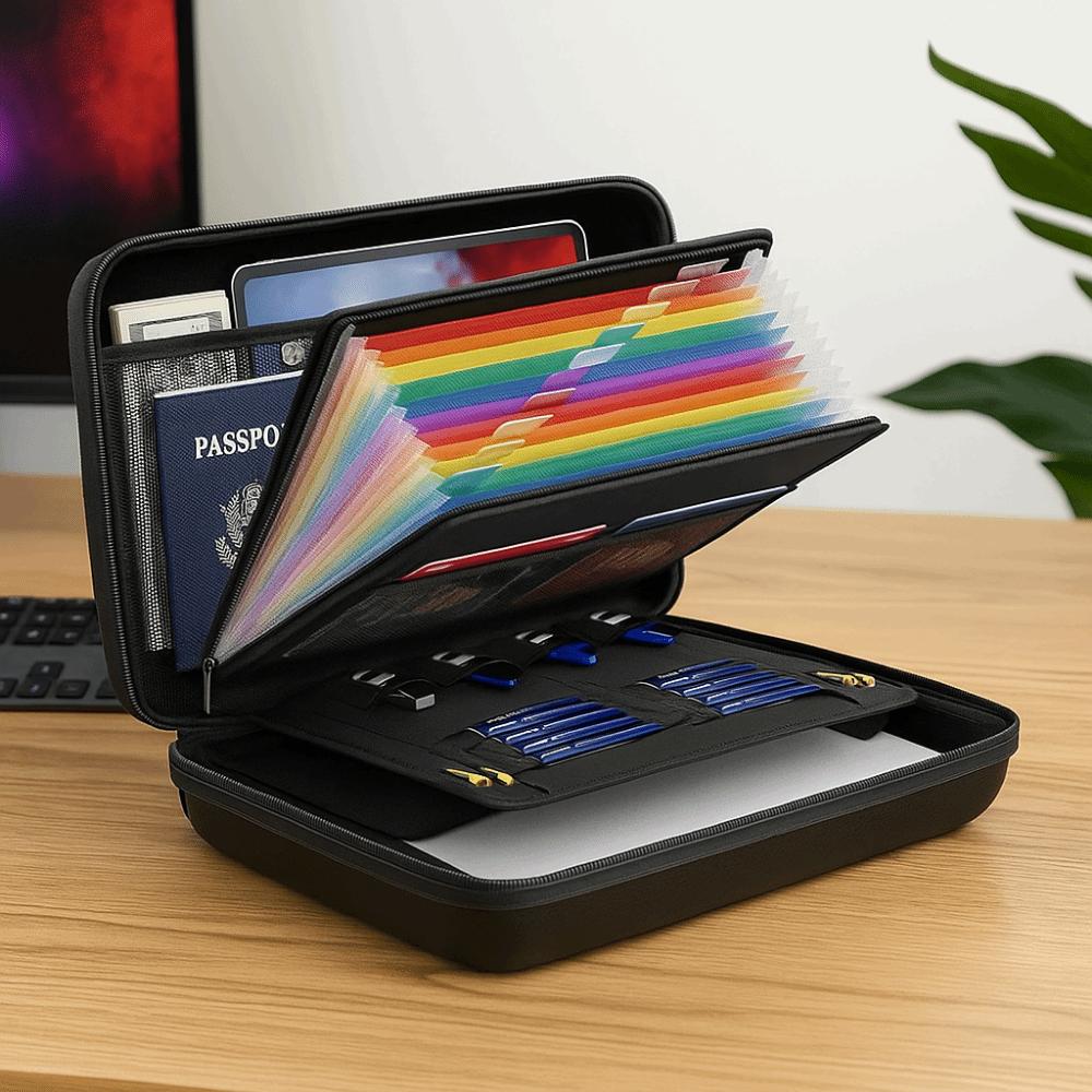 Large Capacity Handheld File Bag 13 Accordion Pocket Portable Safe Storage Case  Papers