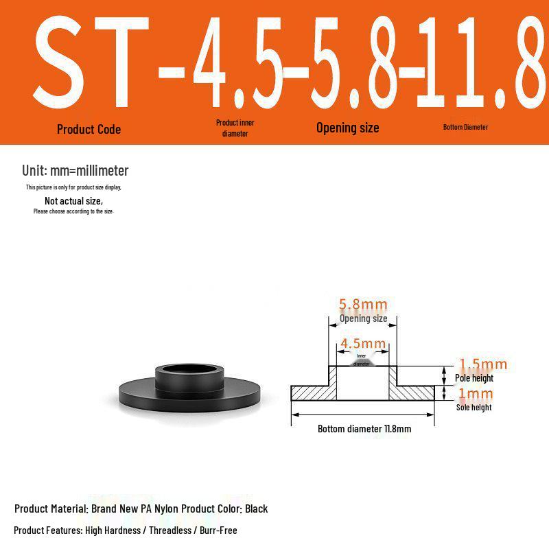 T-förmige Nylon-Unterlegscheibe: Konvex-Konkave Schraubwellenhülse, Stufen-Kunststoffscheibe, Nylonbuchse, Isolierkapsel ST2-ST35