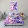 Dreamy jeweled fluffy kitten Bedding Set for Kids Luxury Gift 3pcs Digital Print Comforter Set Soft Comfortable Breathable