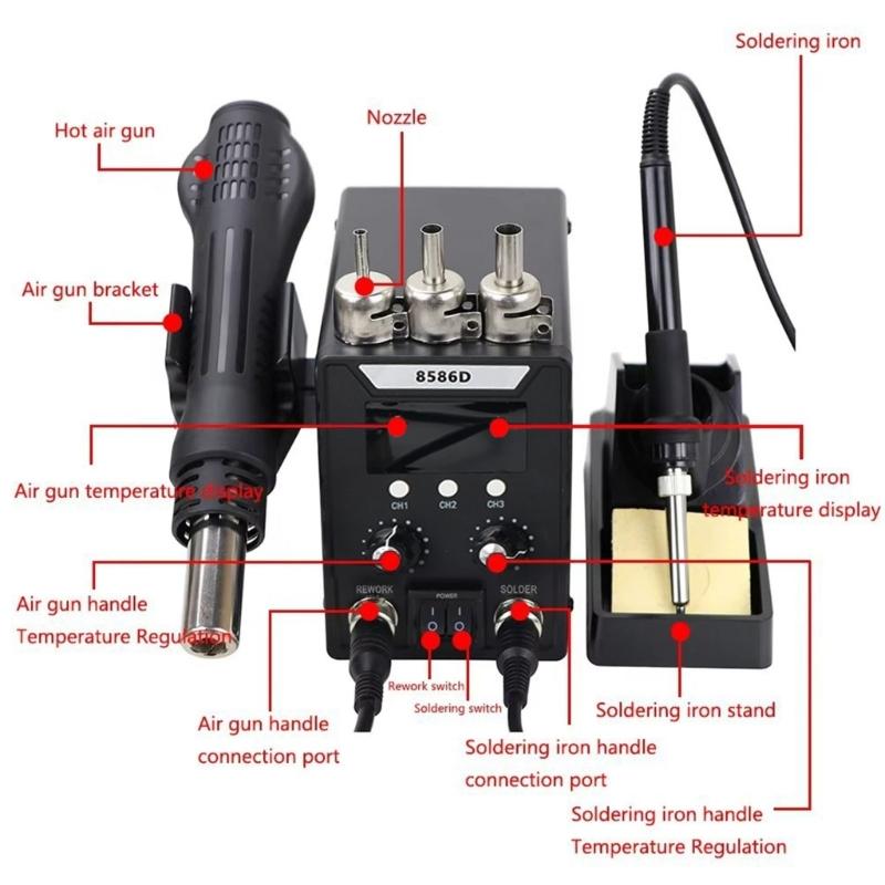 High Temperature Resistant Soldering Station Double Digital Display Adjustable 100°C To 450°C for Extended Use