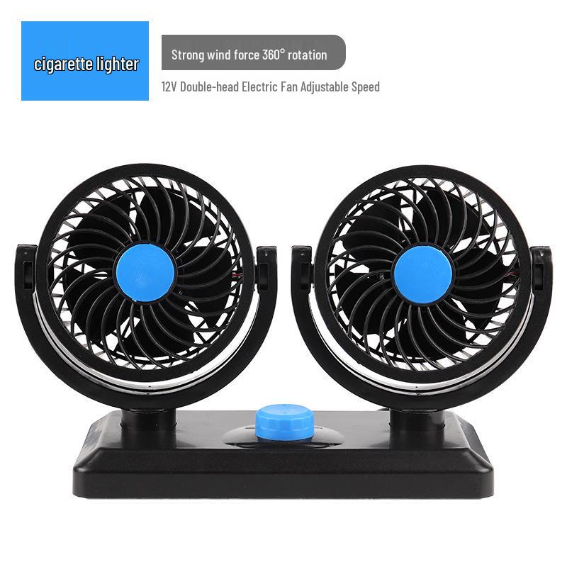 Elektrischer Auto-Ventilator mit zwei Köpfen für 12V/24V Fahrzeuge - Leistungsstarke Kühlung für Autos, LKWs und Lieferwagen