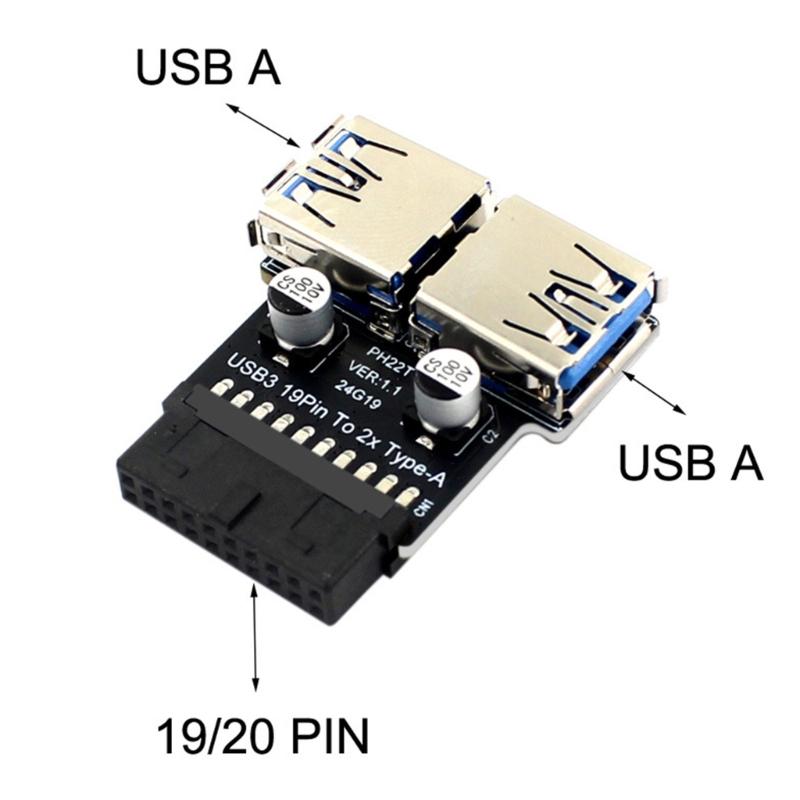 19/20Pin to hanceUSB Adapter Output 19Pin Header Converters Data Transfer Board for PC Desktop Motherboards Connectors