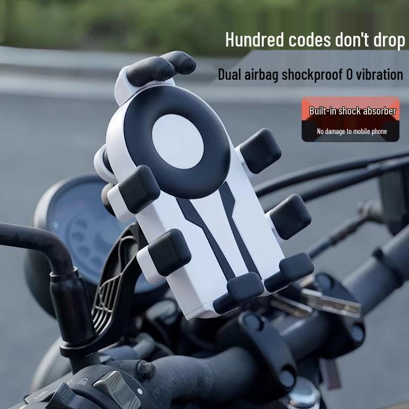 Shockproof Phone Holder for Electric Vehicles & Motorcycles - Black Technology for Vibration Dampening in Food Delivery & Cycling