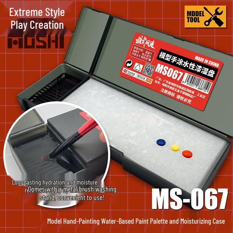 Hand-Painted Wet Palette for Gundam Model Painting - Water-Based Paint Pigment Moisturizing Box MS067