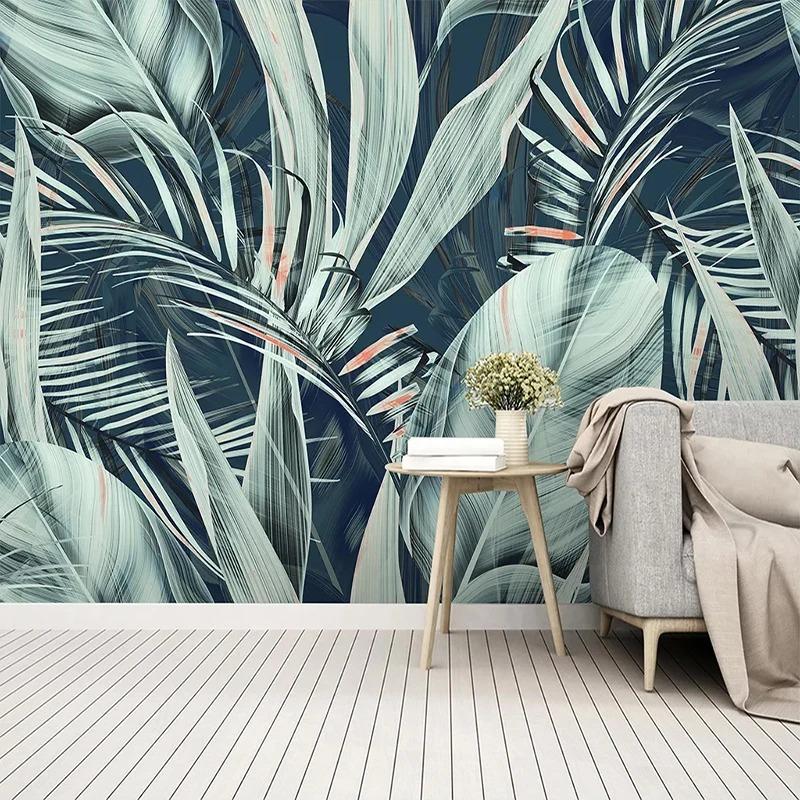 Individuelle Wandmalerei Tropischer Regenwald Bananenblatt Kokospalme 3D Fototapete Wohnzimmer Schlafzimmer Küche Restaurant Dekoration