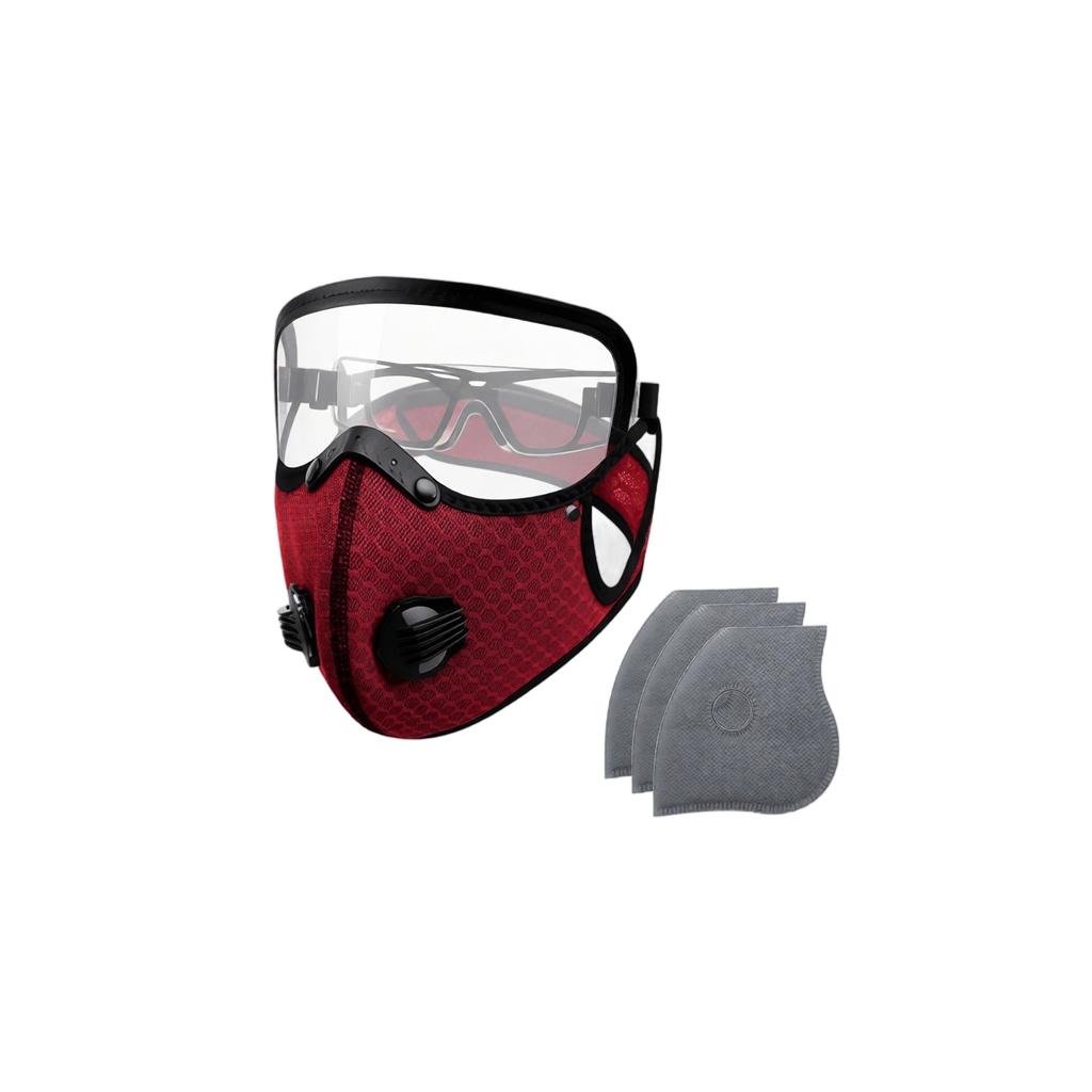 Cycling Face Mask with Transparent Shield and Replaceable Filters Adjustable Breathable Protective Cover for Outdoor Sports and Commuting