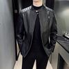 Leather jacket jacket men's spring and autumn new handsome men's clothing stand-up collar men's locomotive PU leather jacket men