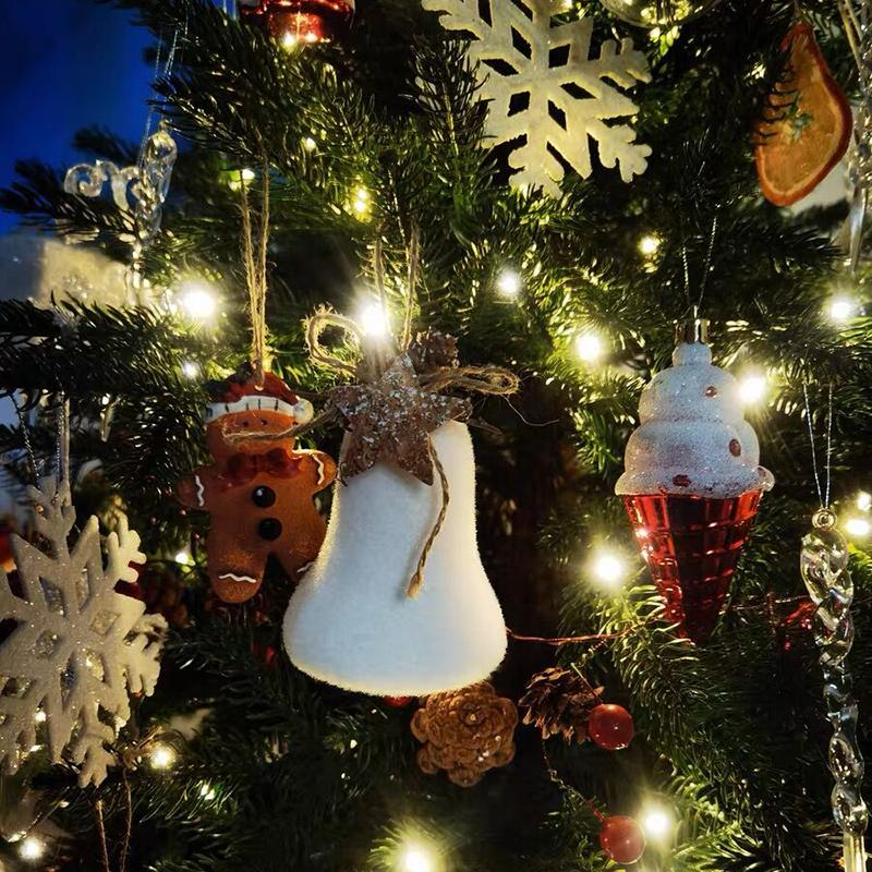 White Foam Christmas Ball Ornaments Xmas Tree Hanging Snowflake Bell Pendants Navidad Home Party Decorations 2025 New Year Gifts
