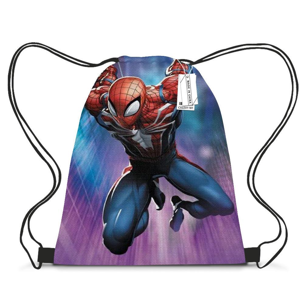 Bundle Pocket Casual Bag Spider-Man Shoulder Cartoon Student Print Drawstring Backpack Storage Bag