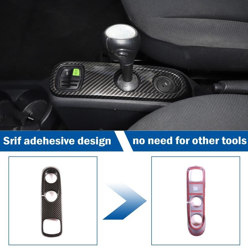 ABS Carbon Fiber Texture Car Center Console Gear Shift Panel Cover Trim Stickers For Mercedes Smart 451 Fortwo 2009-2015