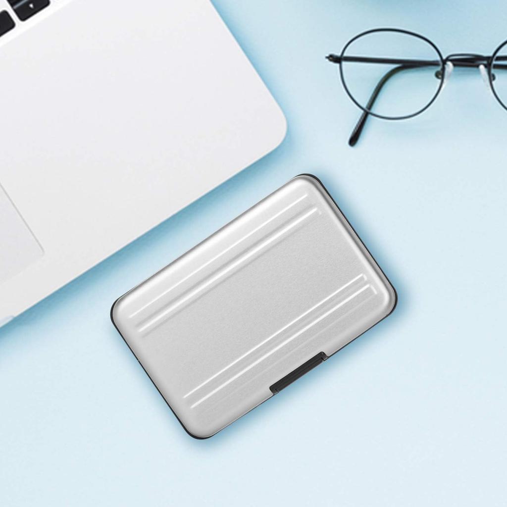 Aluminum Shock Resistant Carrying Box Memory Card Storage Case Holder 8 Slots for SD SDHC MMC Micro SD TF Cards Silver