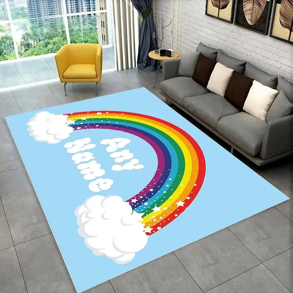 Illusion Abstract Rainbow Area Rug,Carpet Rug for Home Living Room Bedroom Sofa Doormat Decor,kids Non-slip Floor Mat 3D