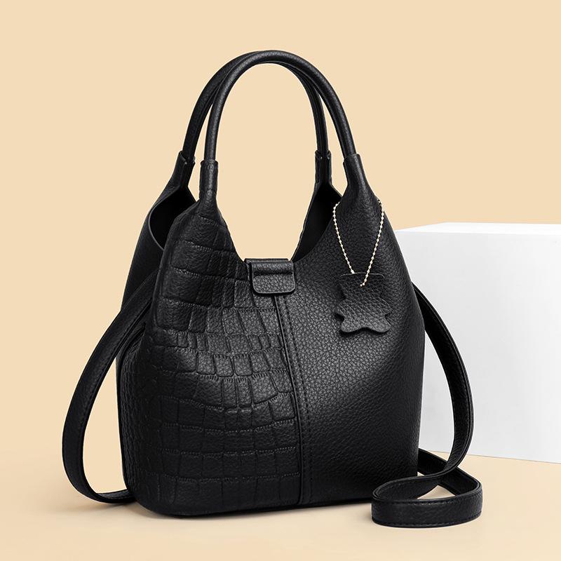 Women's Large Capacity Soft Leather Handbag - 2025 New Korean Style, Fashionable Single Shoulder Crossbody Bag for Moms