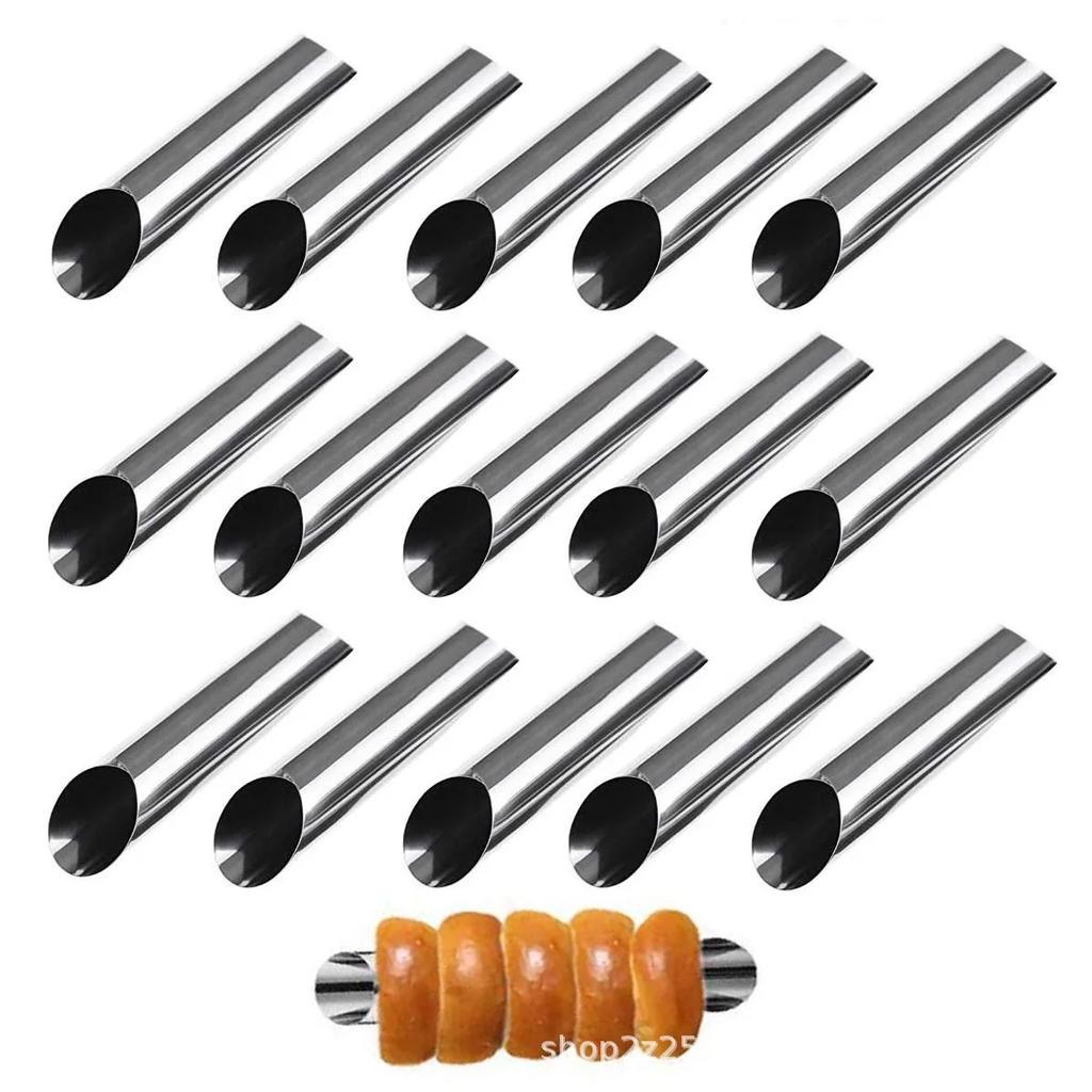 Non-stick Stainless Steel Baking Cones Danish Pastry Roll Forms Croissant Cream Horn Mold Cannoli Tubes