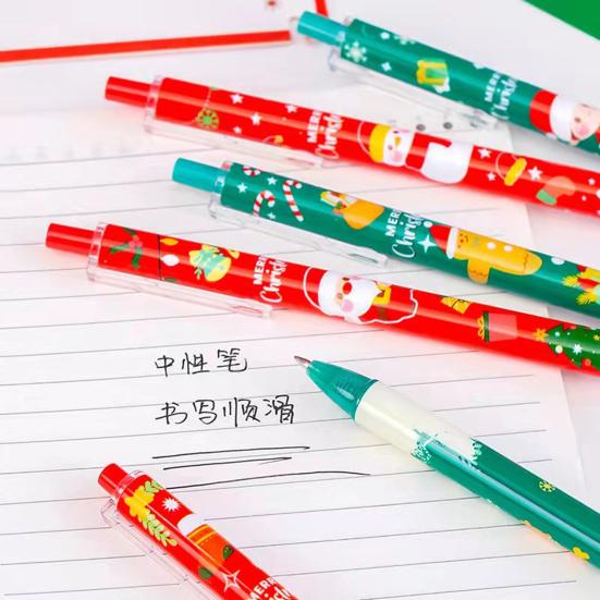 6Pcs Christmas Gel Pens Various Festive Patterns Push-Type Christmas Pens Stationery Supplies Christmas Party Favors