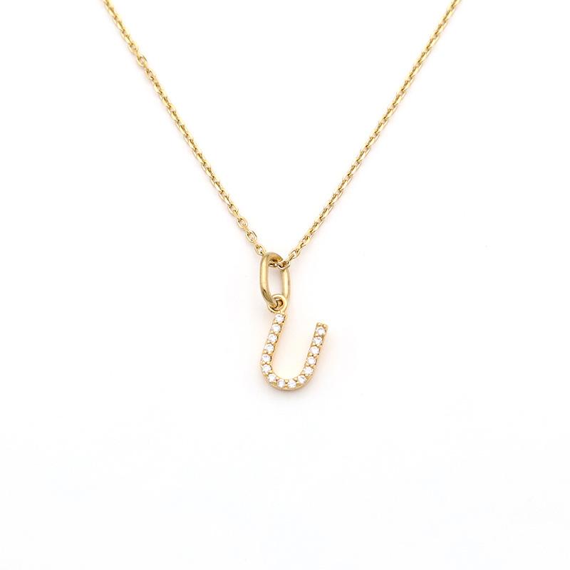 Jewelry Stainless Steel Full Diamond 26 English Letters Pendant Necklace Female Niche High-End Sense Collarbone Chain Does Not Fade