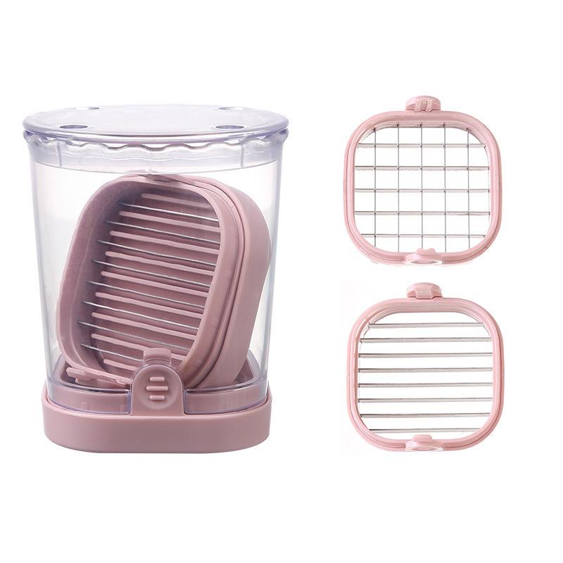 

Скоростная овощерезка с толкающей пластиной, кухонный инструмент для нарезки фруктов и овощей, ручной резак для яиц, клубники, чашка для нарезки бананов розовый