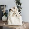 1pc Portable Lunch Bag With Drawstring Bento Storage Bag with Pocket Office Students Food Storage Bag Simple Japanese Style