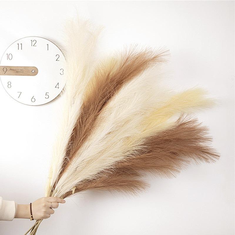 5Pcs Faux Pampas Grass For Floor Vase Artificial Pampas Grass Decor Tall For Vase Fillers, Boho Rustic Farmhouse Home Decor