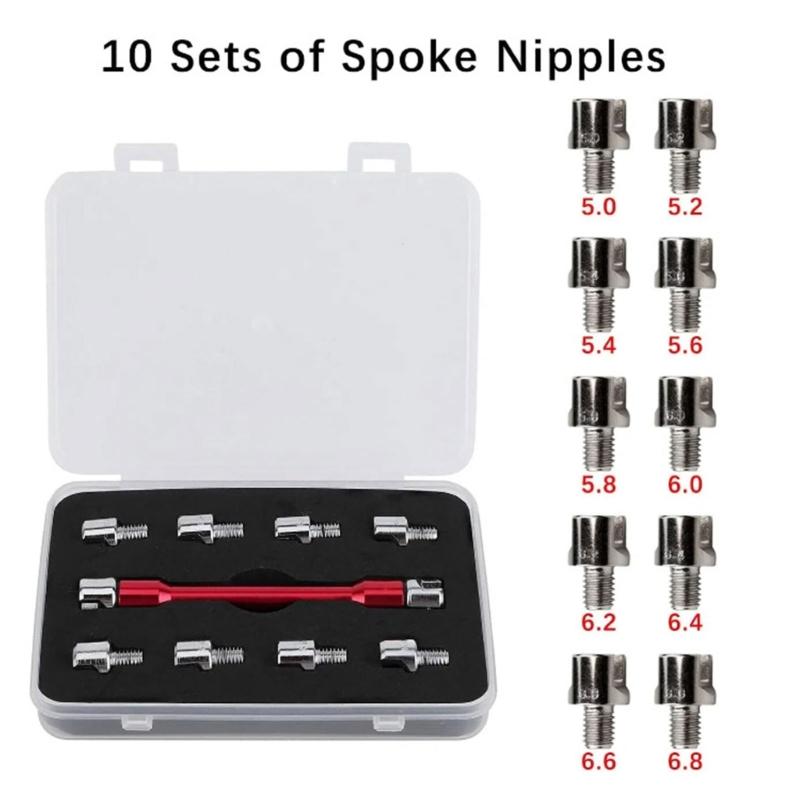Professional Motorcycle Spoke Wrench Set for Adjusting Spokes from 5.0mm to 6.8mm Metal Construction with Storage Case