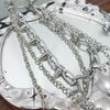 Zinc Zinc Zinc Alloy Rivet Studded Pants Chain Double-layer Punk Belt Chain Goth Bag Chain  Jeans Accessories