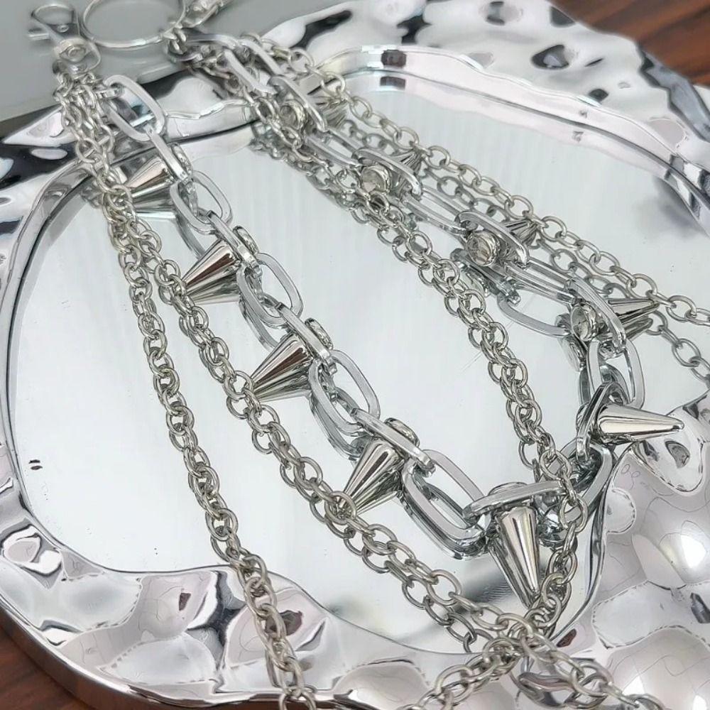 Zinc Zinc Zinc Alloy Rivet Studded Pants Chain Double-layer Punk Belt Chain Goth Bag Chain Jeans Accessories
