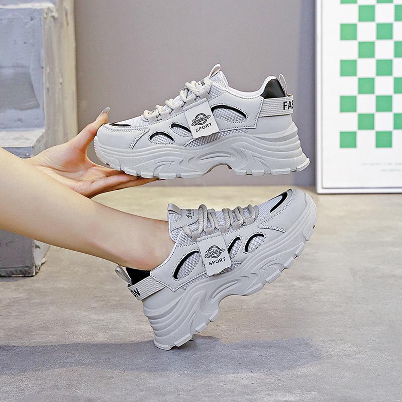 Women's 2025 Spring Thick-Soled Casual White Dad Shoes T73
