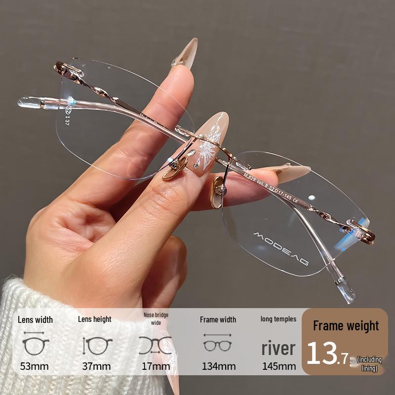 

Женские роскошные ультралегкие титановые очки для миопии кошачий глаз без оправы с дизайном бабочки