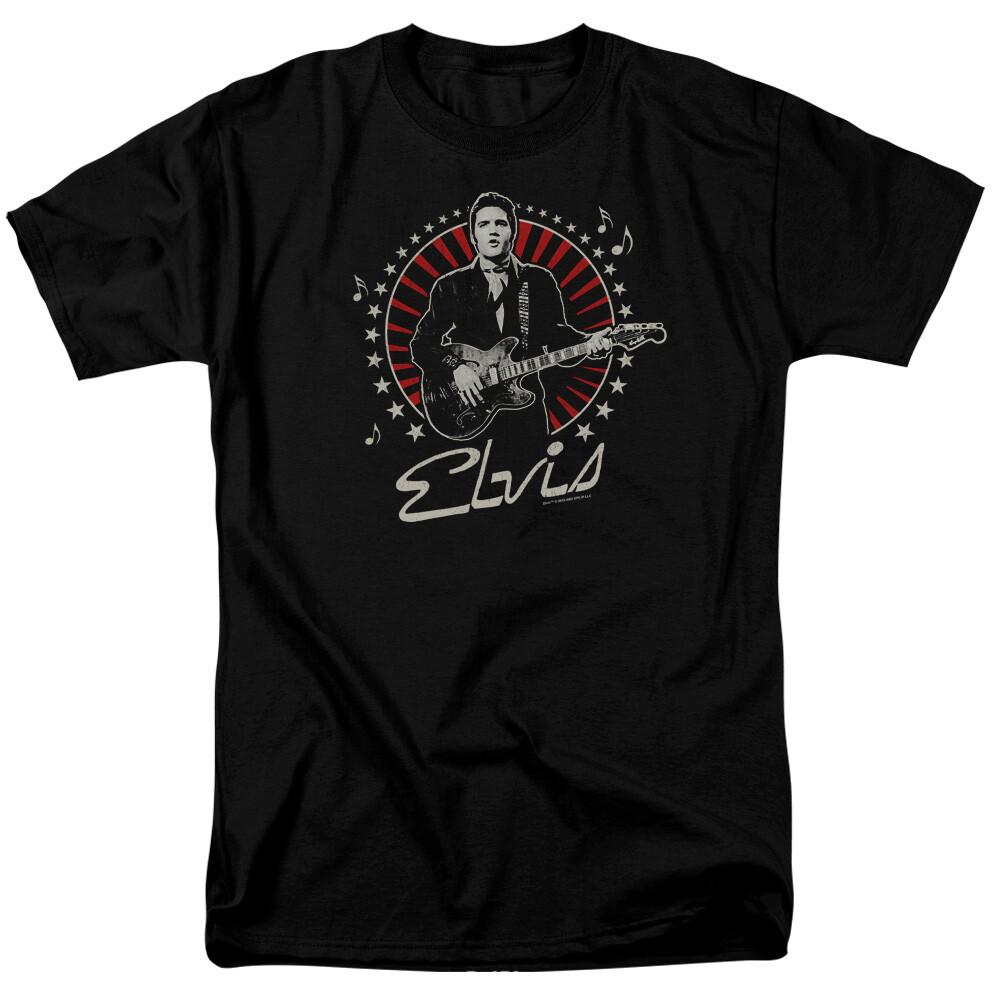 26 Elvis Presley Stars T Shirt Licensed Rock N Roll Band Music Merch Black Unisex T-Shirt L