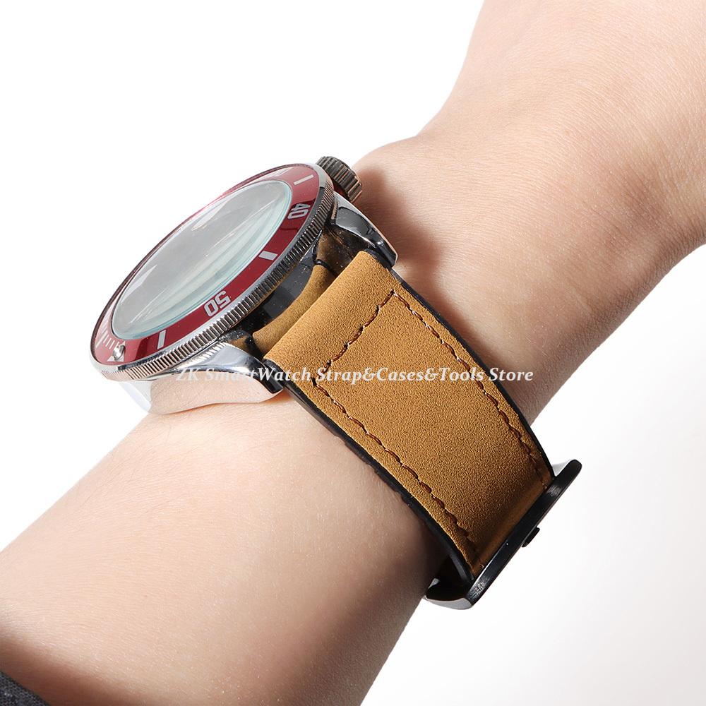 20mm 22mm Leather Strap for Samsung Galaxy Watch 6/5/4 40mm 44mm Gear Band Vintage Bracelet for Xiaomi Redmi Watch 3 Lite/Active