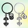 Fitness Gym Keyring Zinc Alloy Dumbbell Pendant With Weight Plate Kettlebell Fitness Trainer Key Ring Car Keychain Men's Gift
