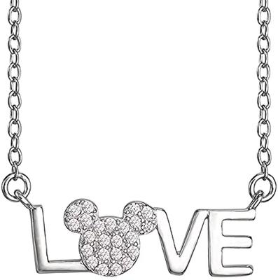 A Niche Style Mickey Studded LOVE Necklace with A Minimalist Letter Collarbone Chain for Trendy Women