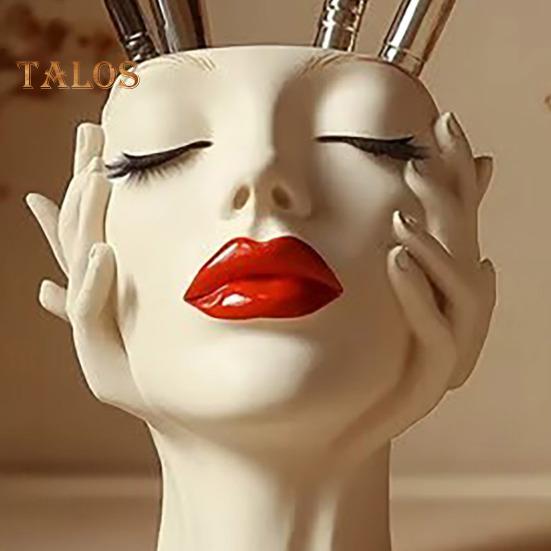Dámský konturovaný design držák na tužky Ručně vyráběná umělecká dámská forma Hlava váza Minimalistický držák na štětce na make-up pro domácí obývací pokoj Dekorace knihovny