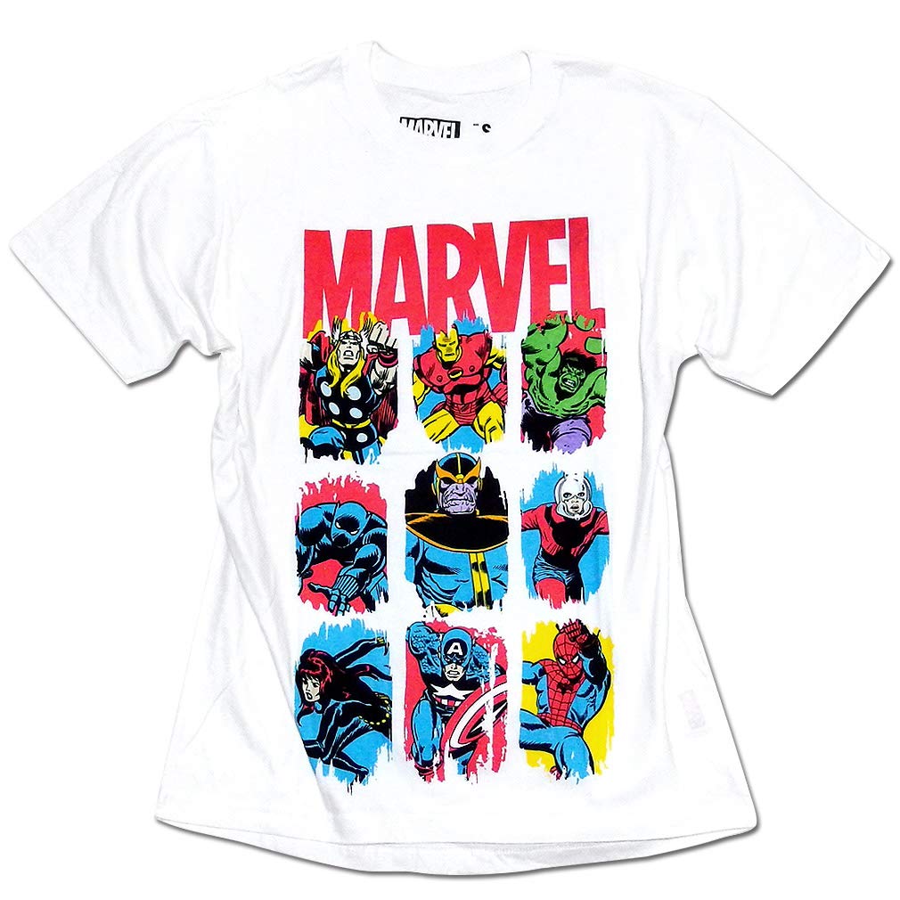 

EVERSOUL Marvel Short Sleeve T-Shirt featuring American Comic Book Heroes Hulk, Captain America, and the Avengers, White, XL Size [Parallel Import]